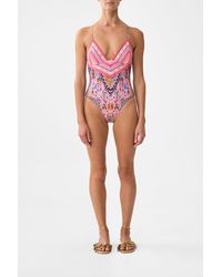 CAMILLA - Embroidered Tri One Piece W Tie Back Patchwork Panorama - Lyst