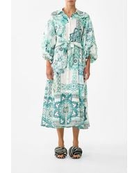 CAMILLA - Waist Tie Shirt Dress With Bubble Sleeve - Lyst