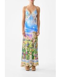 CAMILLA - V Neck Bias Slip Dress With Back Frill Navàs Nouveau - Lyst