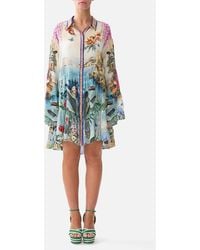CAMILLA - Tiered Dress With Collar Bodrum Botanicals - Lyst