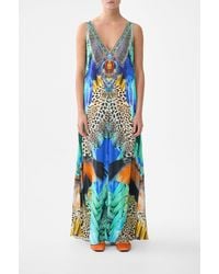 CAMILLA - V Neck Flared Jumpsuit Jungle Flight - Lyst