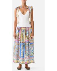 CAMILLA - Knit Bodice Silk Spliced Midi Dress Navàs Nouveau - Lyst