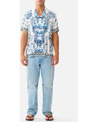 CAMILLA - Short Sleeve Camp Collared Shirt The Porcelain Parlour - Lyst