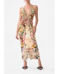 CAMILLA - V Neck Gathered Jersey Dress Welcome To The Lotus - Lyst
