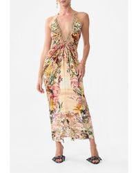 CAMILLA - V Neck Gathered Jersey Dress Welcome To The Lotus - Lyst