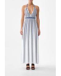 CAMILLA - Halter Neck Knit Dress With Silk Tie A Tiled Wonderland - Lyst