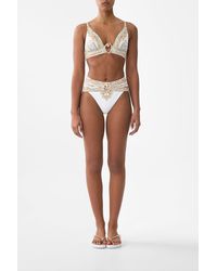 CAMILLA - Pleated High Triangle Bikini Top With Front Trim Ottoman Dynasty - Lyst