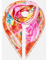 CAMILLA - Large Crystalled Silk Square Scarf Illustration Nation - Lyst