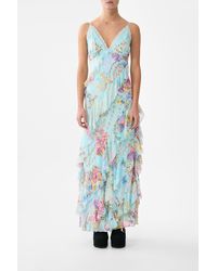 CAMILLA - Asymmetrical Ruffle Slip Dress Bazaar Blooms - Lyst