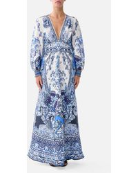 CAMILLA - Button Dress With Shaped Waistband A Tiled Wonderland - Lyst