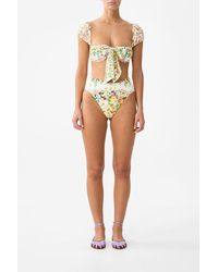CAMILLA - Gathered High Waist Bikini Bottom With Tie Back The Call Of Catalonia - Lyst