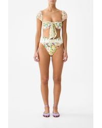 CAMILLA - Gathered High Waist Bikini Bottom With Tie Back The Call Of Catalonia - Lyst