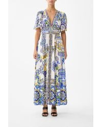CAMILLA - Shaped Waistband Dress With Flutter Sleeves España Nirvana - Lyst