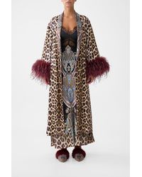CAMILLA - Long Robe With Flared Sleeve Istanbul Animalia - Lyst