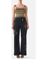 CAMILLA - Knit Tank With Silk Straps Versailles Or Die - Lyst