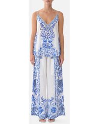 CAMILLA - Wide Leg Trouser With Front Pockets Ceramic Panoramic - Lyst