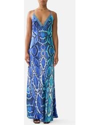 CAMILLA - V Neck Full Length Bias Slip Dress - Lyst