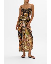 CAMILLA - Layered Long Sarong With Front Tie Stitched - Lyst