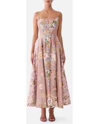 CAMILLA - Corset Dress With Long Flared Skirt Chamber Of Blooms - Lyst