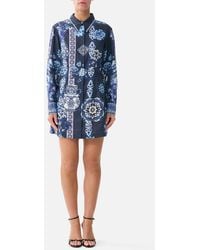 CAMILLA - Shirt Dress With A Line Skirt A Tiled Wonderland - Lyst