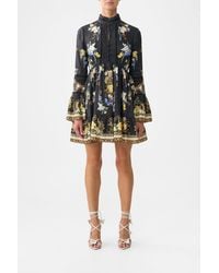 CAMILLA - High Neck Short Dress With Ruffle Cuff Ottoman Elegance - Lyst