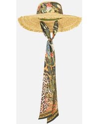 CAMILLA - Large Raffia Sun Hat Leotigra Land - Lyst