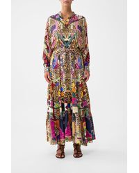 CAMILLA - Wide Waist Tie Tiered Maxi Shirtdress - Lyst