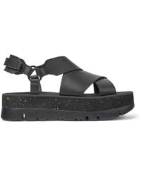 Camper - Black Leather Sandals - Lyst