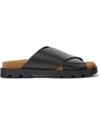 Camper - Black Leather Sandals - Lyst