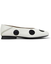 Camper - White And Yellow Leather Ballerina Flats - Lyst