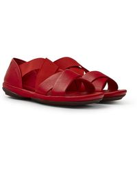 Camper - Red Leather Sandals - Lyst
