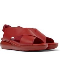 Camper - Red Leather Sandals - Lyst