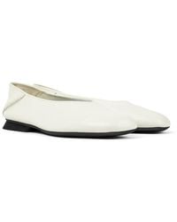 Camper - White And Yellow Leather Ballerina Flats - Lyst