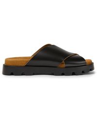 Camper - Black Leather Sandals - Lyst