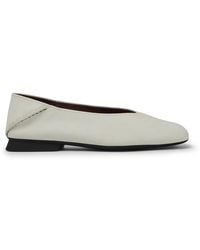 Camper - White And Yellow Leather Ballerina Flats - Lyst