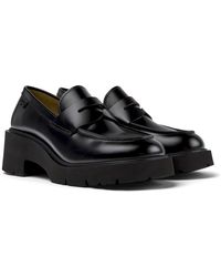 Camper - Black Leather Loafers - Lyst