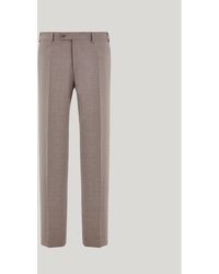 Canali - Walnut Stretch Wool High-Waisted Flat-Front Trousers - Lyst