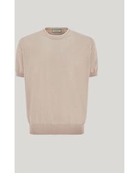 Canali - Giza Cotton T-Shirt With Contrasting Piping - Lyst