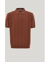 Canali - Cotton And Modal Polo Shirt With Vertical Workmanship - Lyst