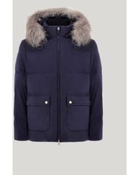 Canali - Cashmere Puffer Jacket With Membrane And Removable Hood With Fox Fur - Lyst