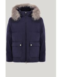 Canali - Cashmere Puffer Jacket With Membrane And Removable Hood With Fox Fur - Lyst