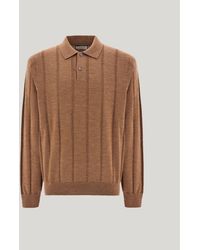 Canali - Ocher Merino Wool Structured-Rib Polo Shirt - Lyst