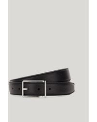 Canali - Ceinture En Cuir De Veau Lisse Noir Avec Boucle Carrée - Lyst