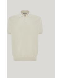 Canali - Short-Sleeved Milk-Coloured Cotton And Silk Polo Shirt, Regular Fit - Lyst