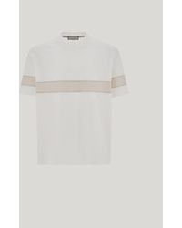 Canali - Short-Sleeved Cotton T-Shirt With Contrast Detail - Lyst