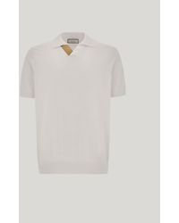 Canali - Cotton Modal Polo Shirt With Leather Details - Lyst