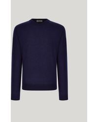 Canali - Pull Col Rond Seamless Nuvola En Laine Mérinos Extra-Fine Bleu Marine - Lyst