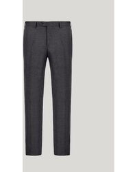 Canali - Charcoal Wool High-Waisted Flat-Front Trousers - Lyst