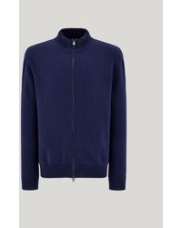 Canali - Cardigan Zippé En Laine Et Cachemire Bleu Marine - Lyst
