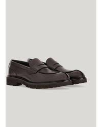 Canali - Dark Smooth Calfskin College Loafers - Lyst